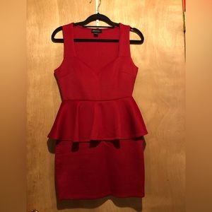 Red Sweetheart Peplum Cocktail Dress